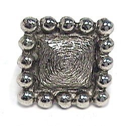 Bead Edge Texture Small Square Knob in Antique Bright Silver