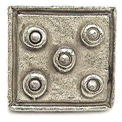 Five Dot Square Knob in Antique Matte Silver