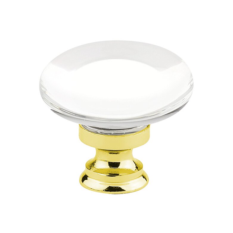 1 3/8" Diameter Providence Glass Knob in Polished Brass