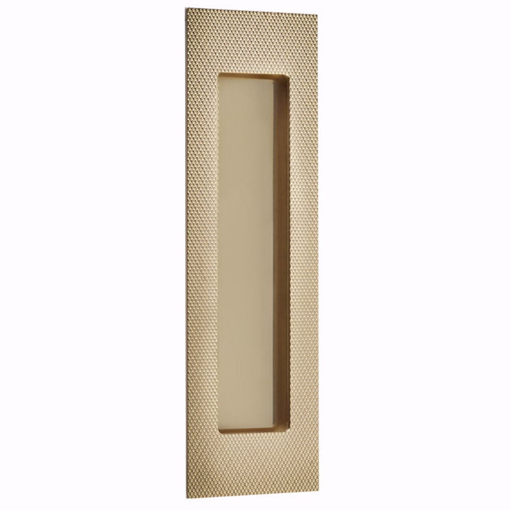 7" Modern Rectangular Knurled with Plain Pocket Flush Pull in French Antique Brass