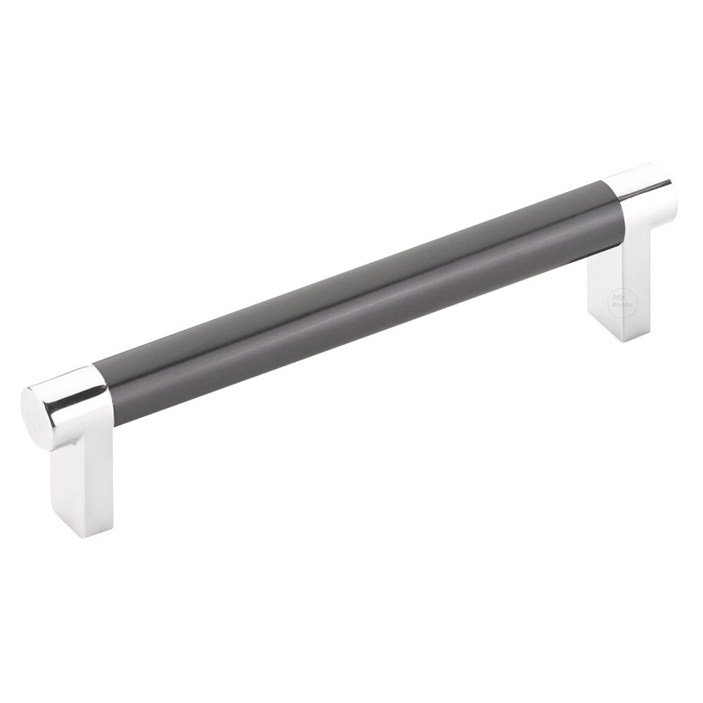 5" Centers Rectangular Stem in Polished Chrome And Smooth Bar in Oil Rubbed Bronze