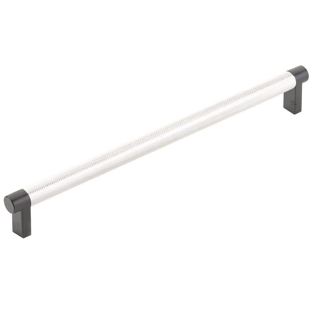 10" Centers Rectangular Stem in Flat Black And Knurled Bar in Polished Nickel