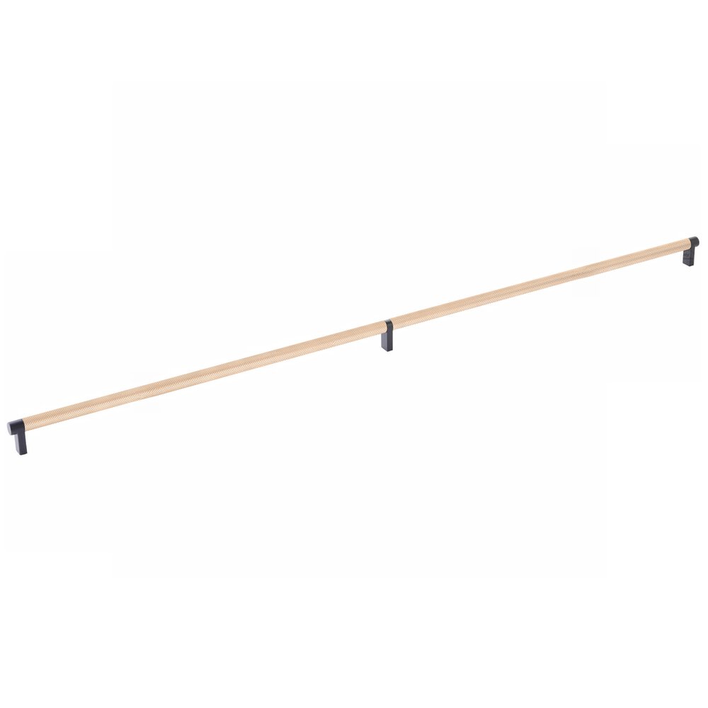 36" Centers Rectangular Stem in Flat Black And Knurled Bar in Satin Copper