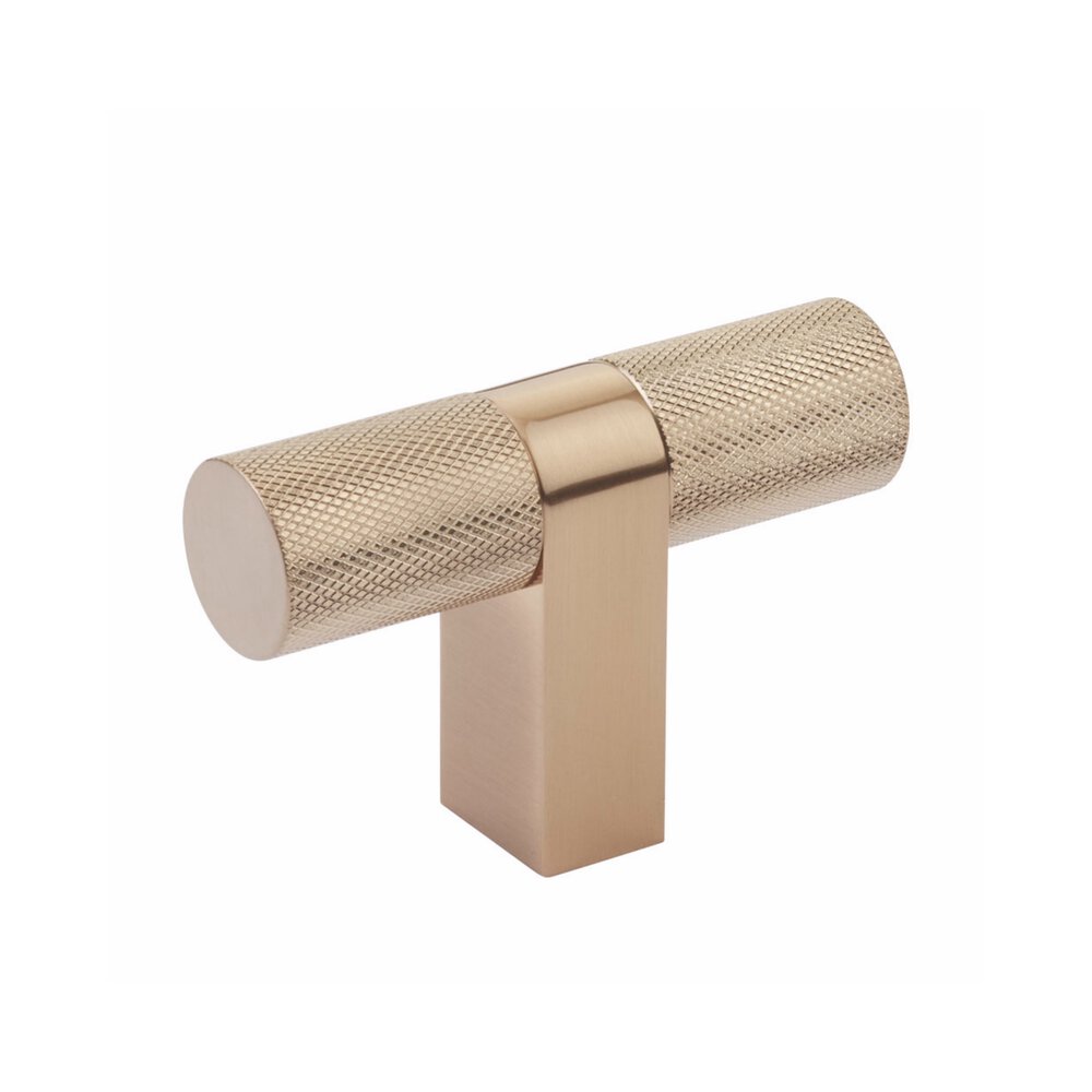 T-Knob 3-1/8" Overall Rectangular Bar Stem In Satin Copper And Knurled Bar In Satin Copper
