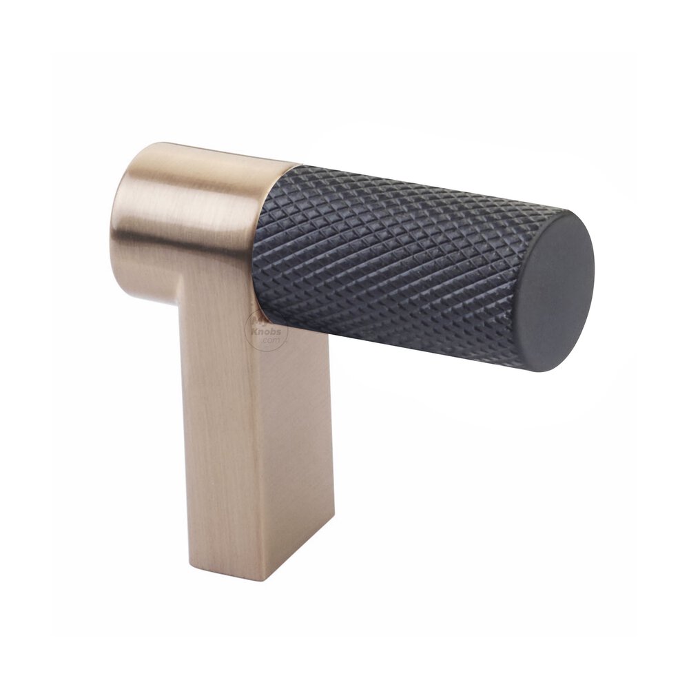 Cabinet Finger Pull 1-1/2" Overall In Satin Copper And Knurled Bar In Flat Black