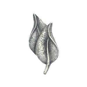 Double Leaves Knob (Small Right on Top) in Pewter with White Wash