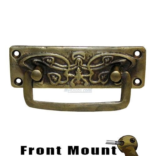 3 1/8" Vine Pattern Bail Pull with Rectancular Backplate