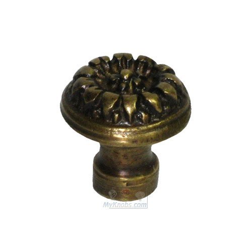 3/4" Round Brass Floral Knob