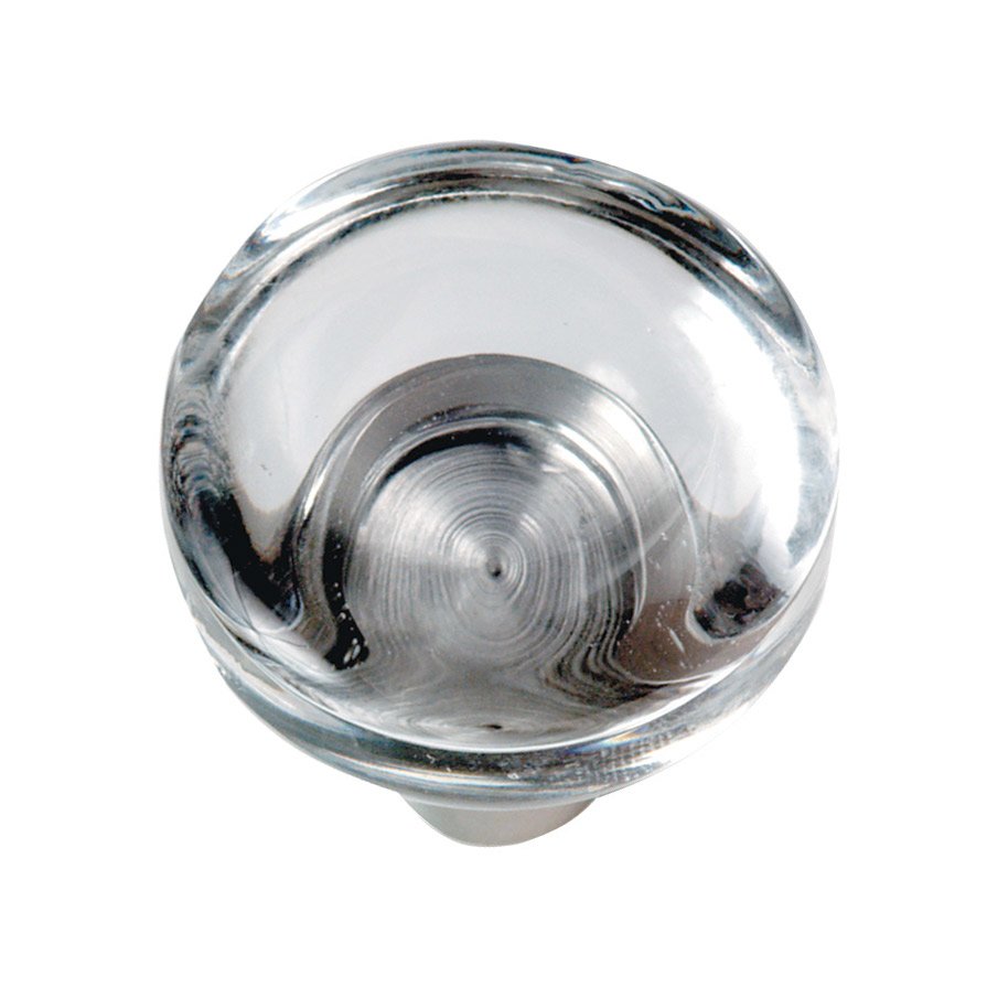 1 1/2" Diameter Knob in Clear / Stainless Steel Matte