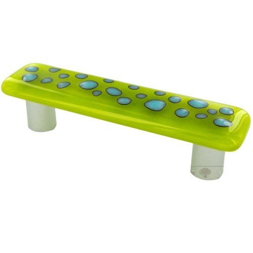 3" Centers Handle in Reactive Clear & Spring Green with Aluminum base