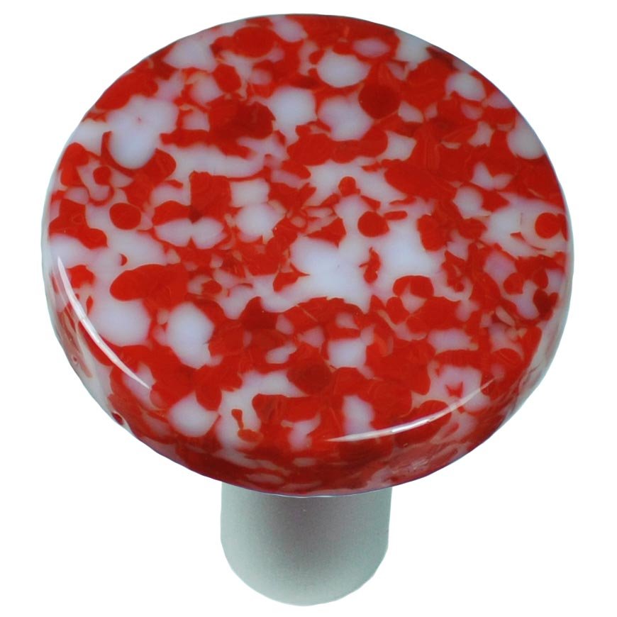 1 1/2" Diameter Knob in Red & White with Aluminum base