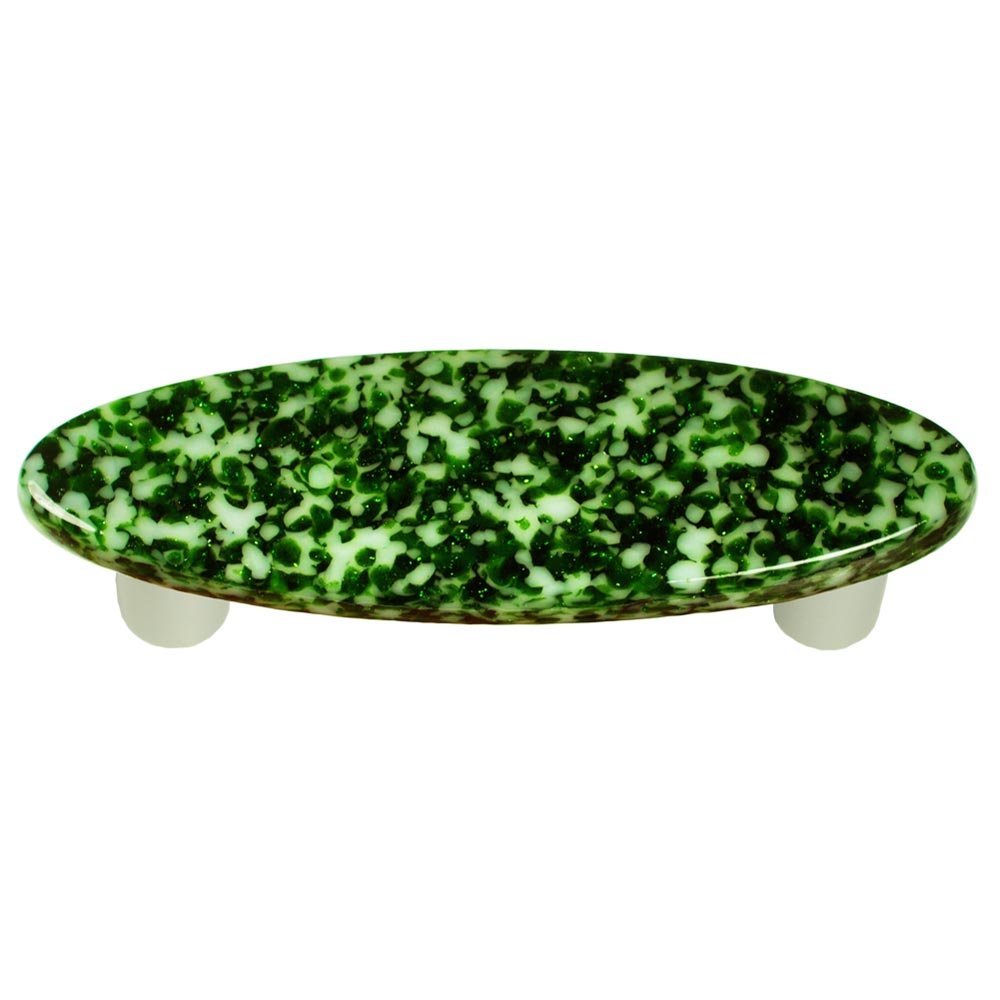 3" Centers Handle in Light Metallic Green & White with Aluminum base
