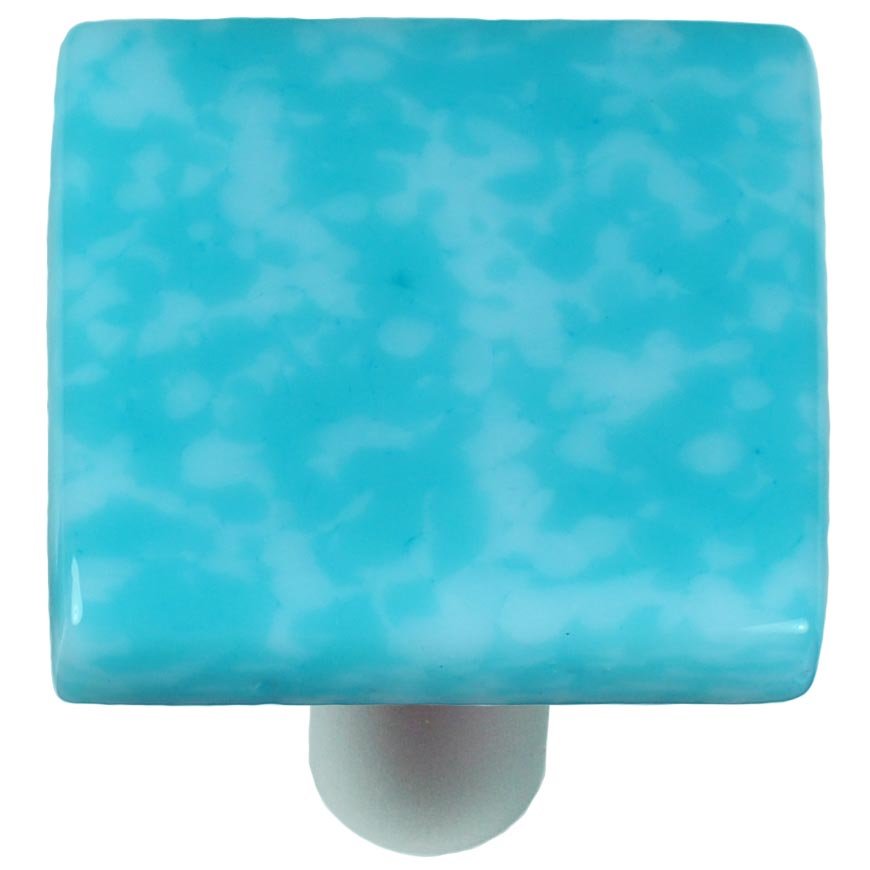 1 1/2" Knob in Turquoise Blue & White with Aluminum base