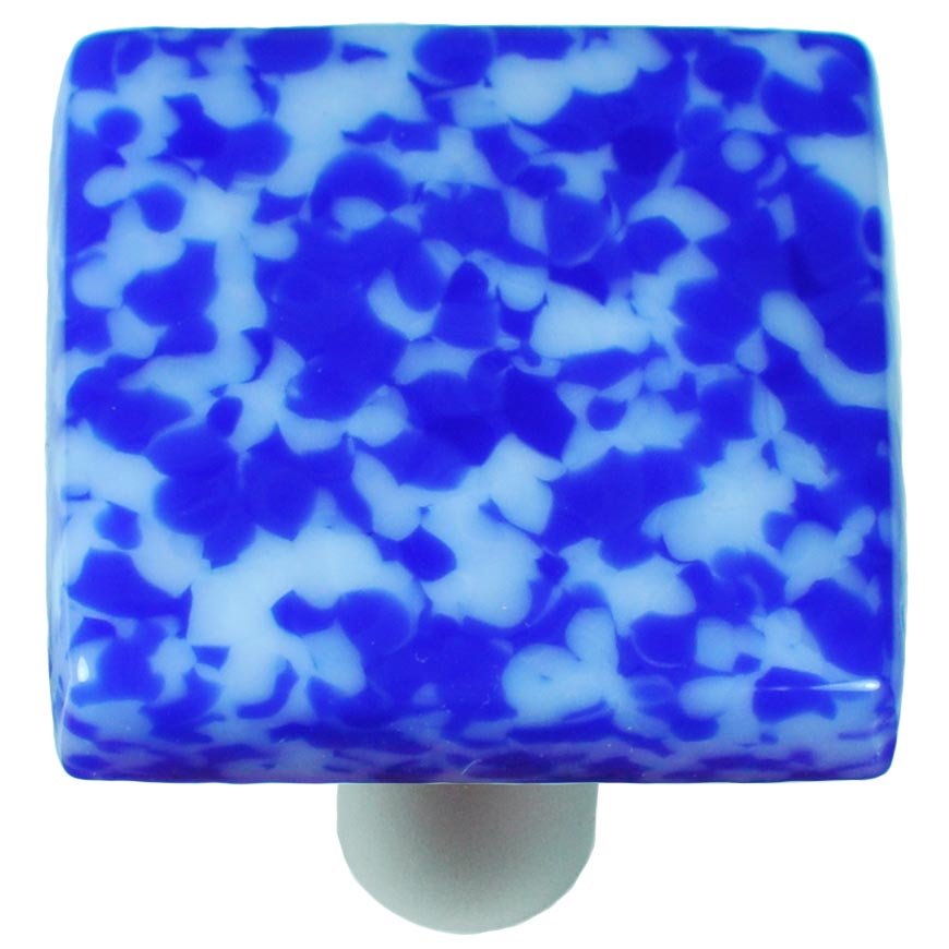 1 1/2" Knob in Cobalt Blue & White with Aluminum base