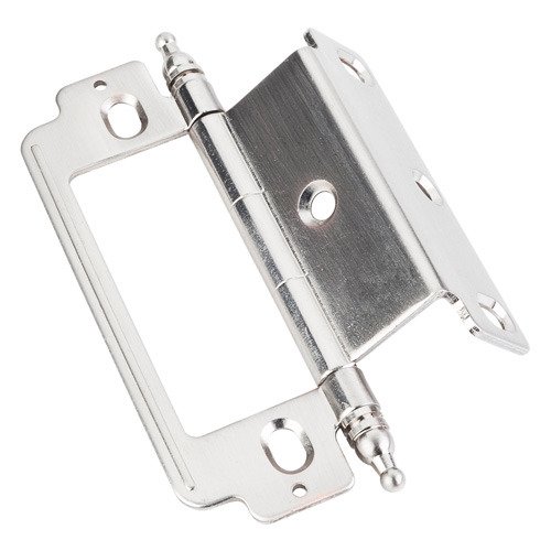 4" Overall Height Full Inset Partial Wrap 3/4" Flush Hinge w in Satin Nickel