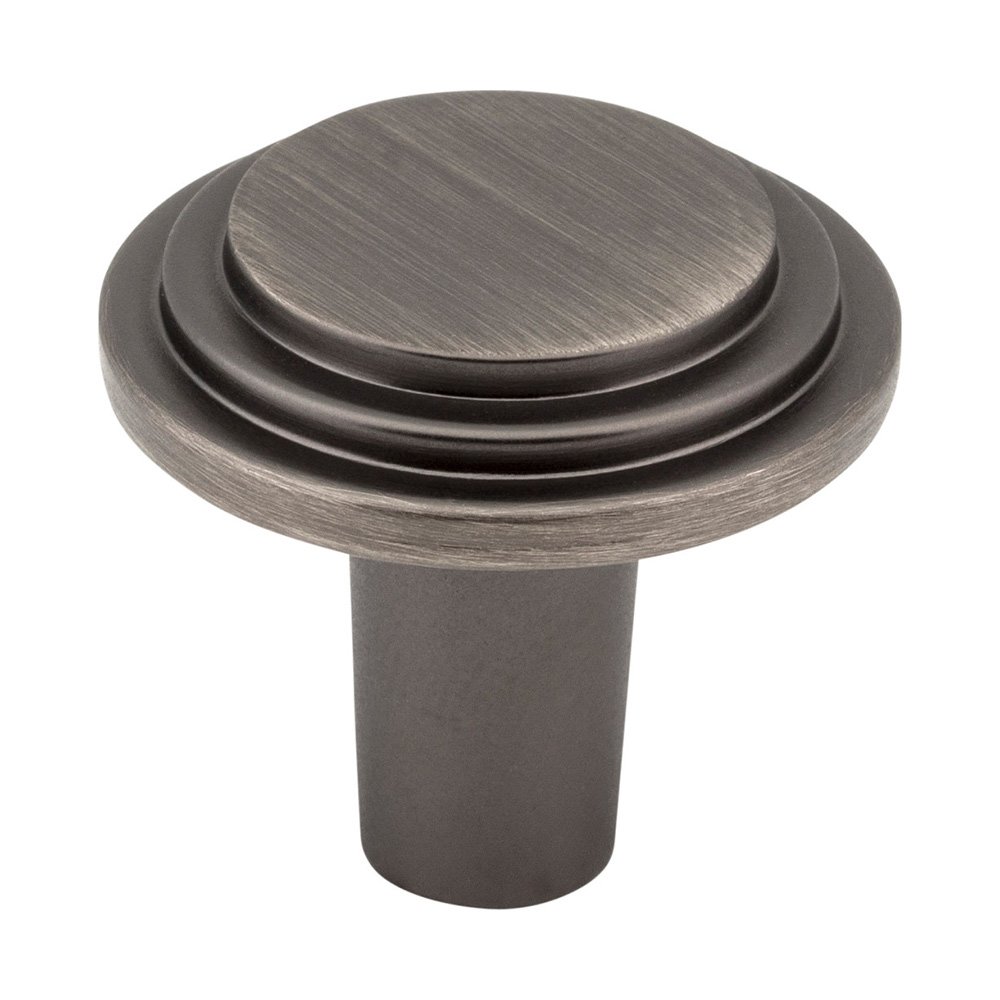 1 1/8" Diameter Stepped Rounded Cabinet Knob in Brushed Pewter