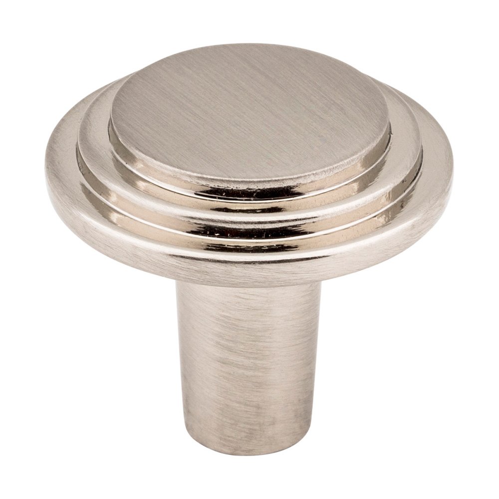 1 1/8" Diameter Stepped Rounded Cabinet Knob in Satin Nickel