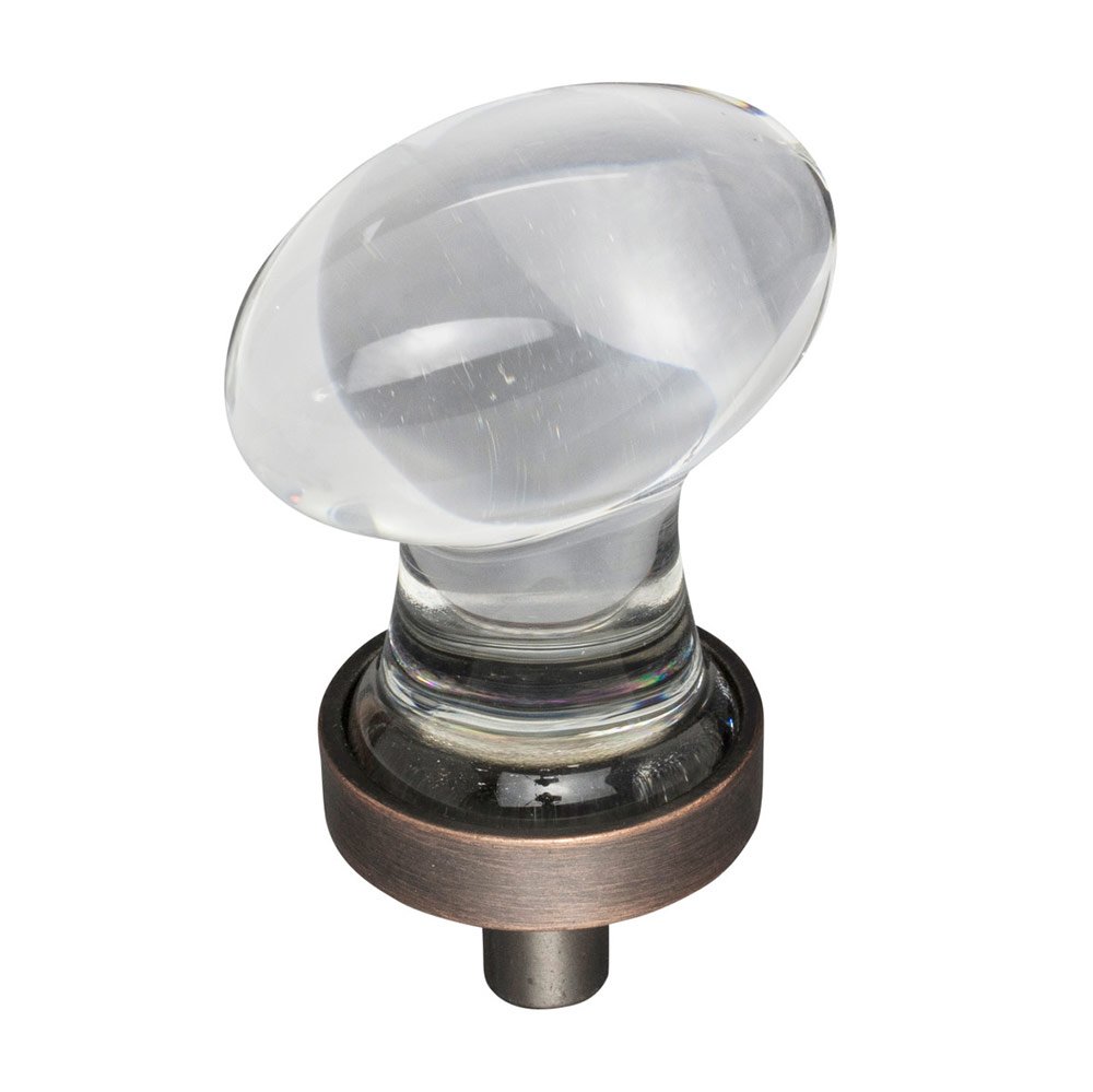 1-1/4" Glass Football Cabinet Knob in Brushed Oil Rubbed Bronze