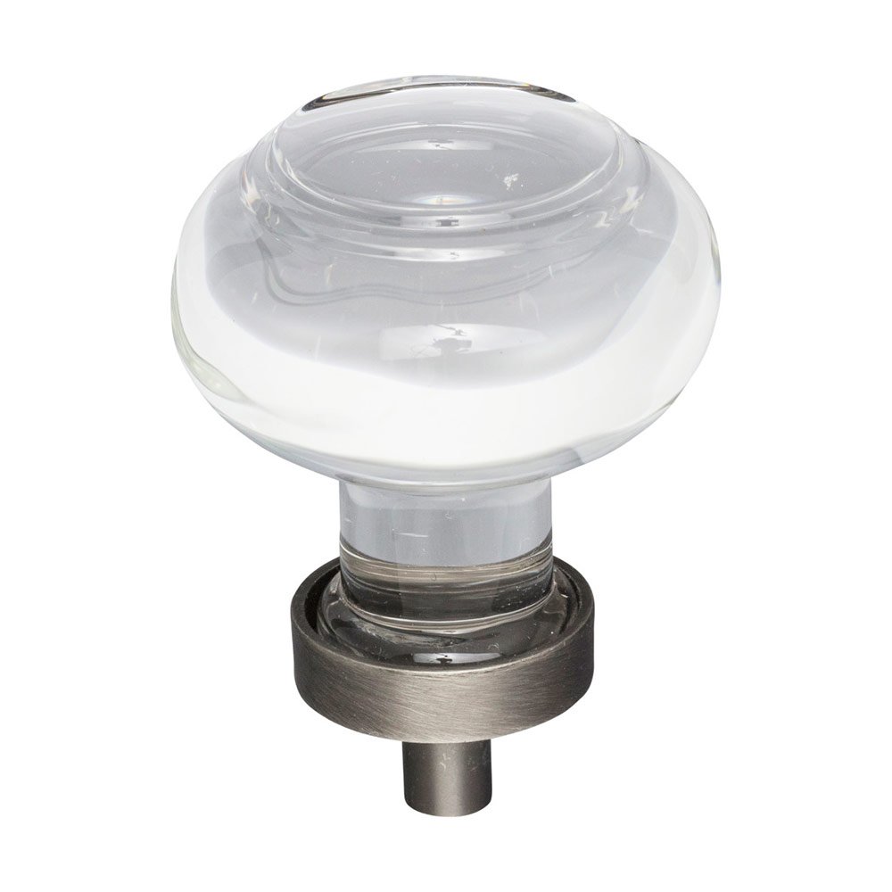 1-7/16" Diameter Glass Cabinet Knob in Brushed Pewter