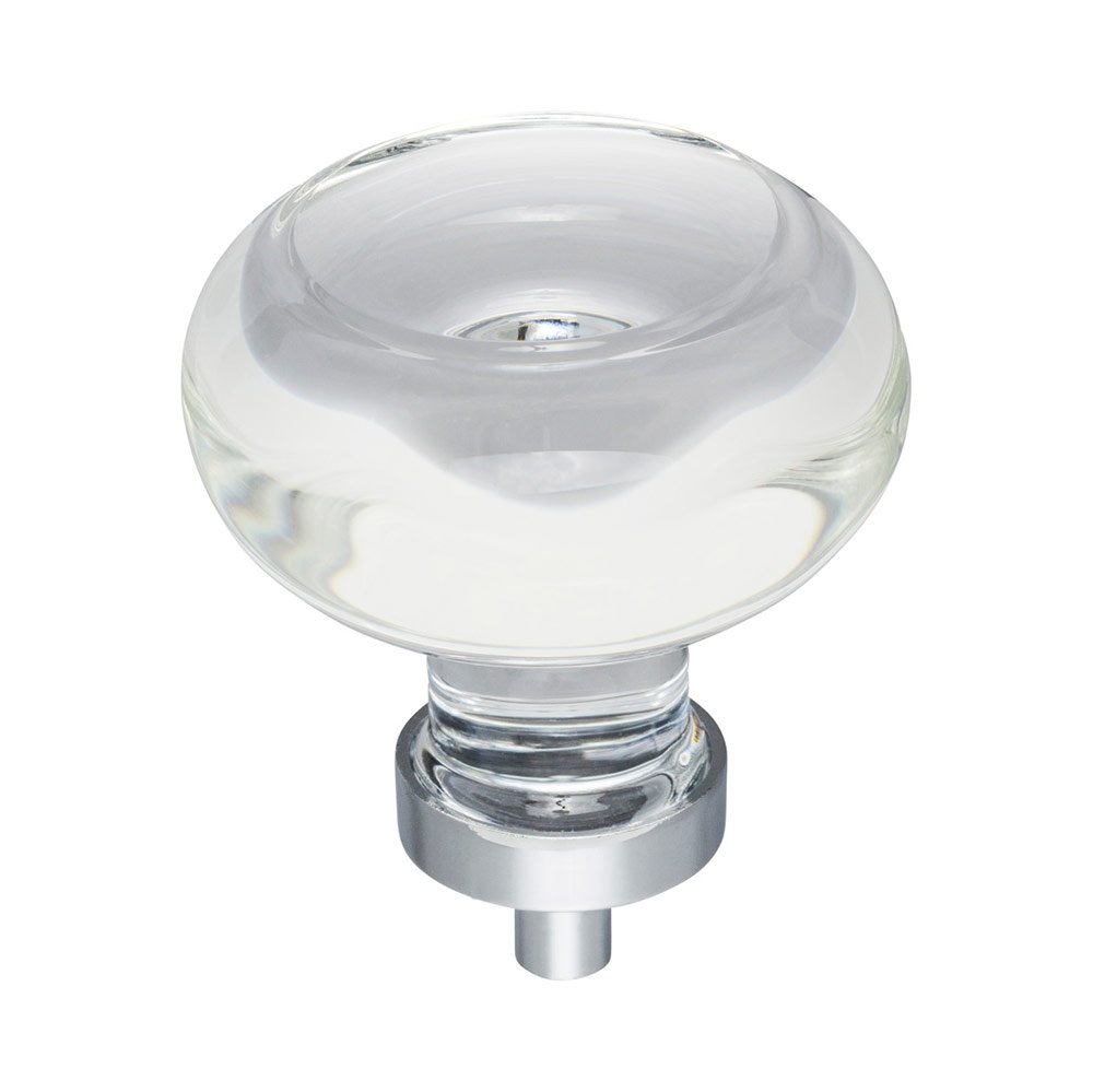 1-3/4" Diameter Glass Cabinet Knob in Polished Chrome