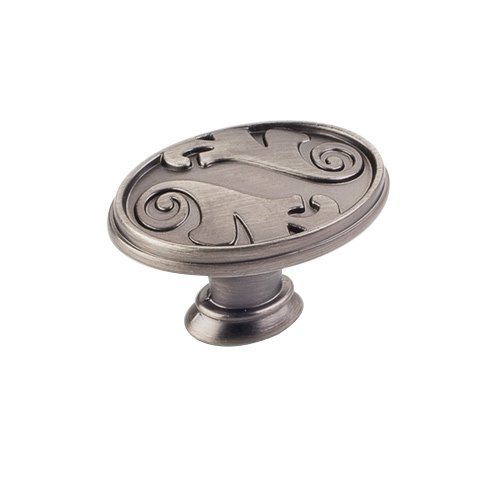 1 9/16" Floral Oval Knob in Brushed Pewter