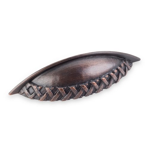 3 3/4" Centers Cup Pull with Braid Detail in Brushed Oil Rubbed Bronze