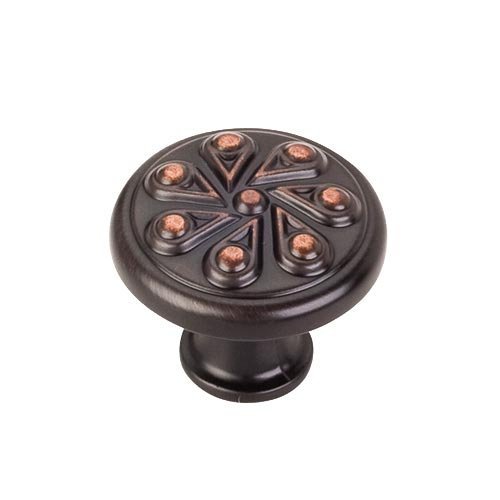 1 3/16" Diameter Knob with Teardrop Detail in Brushed Oil Rubbed Bronze
