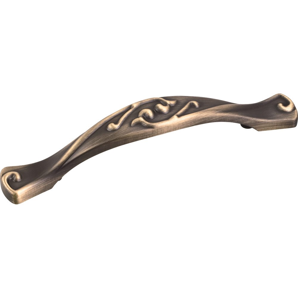3 3/4" Centers Scrolled Pull in Antique Brushed Satin Brass