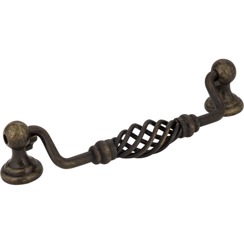5" Centers Twisted Iron Pull in Antique Brushed Satin Brass