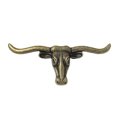 Steer Head Pull in Antique Brass