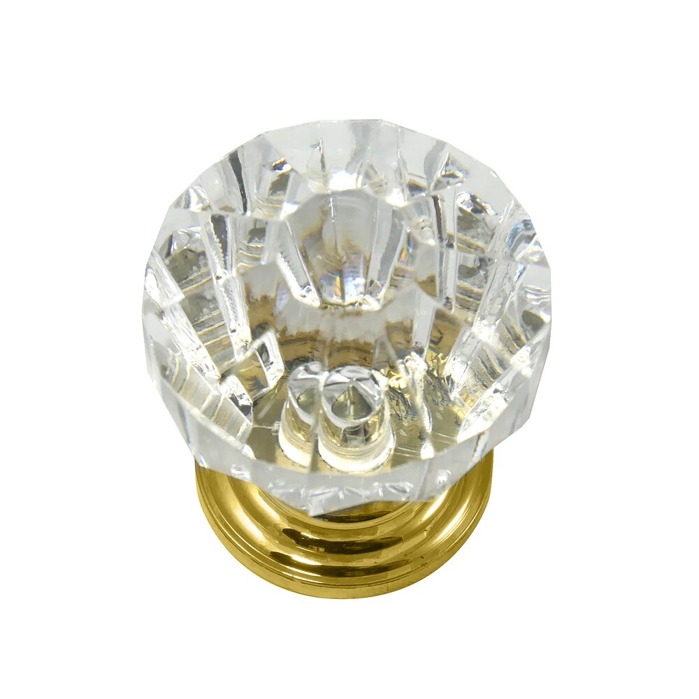 1 1/4" Acrystal Knob in Acrylic with Brass Base
