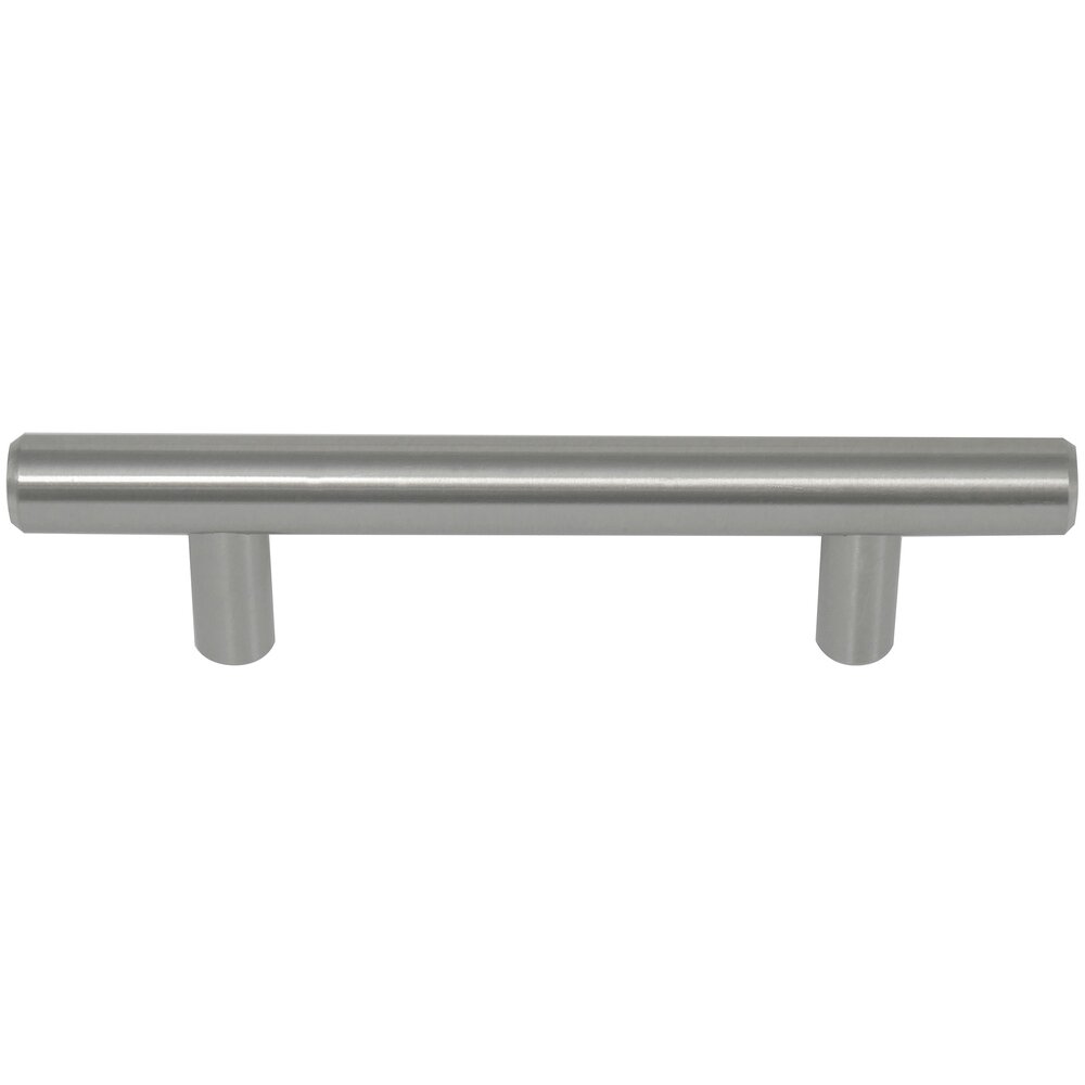 4" Centers Builders Steel Plated T-Bar Pull in Brushed Satin Nickel