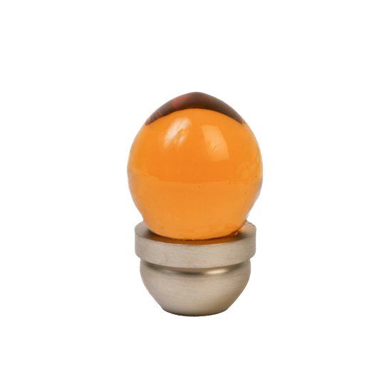 1" (25mm)  Knob in Transparent Amber/Brushed Nickel