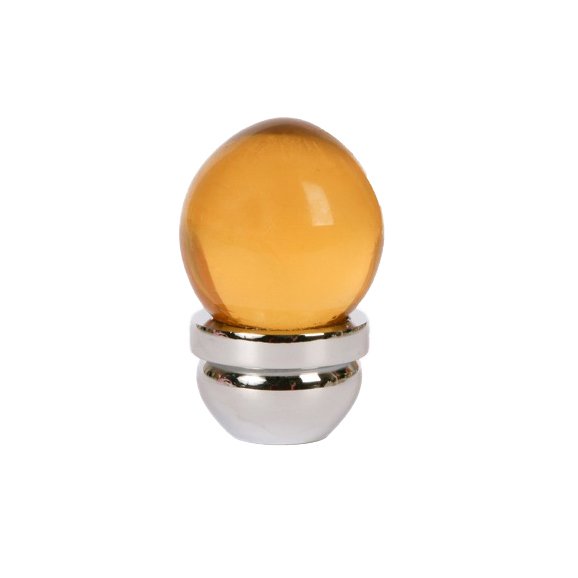 1" (25mm)  Knob in Transparent Amber/Polished Chrome