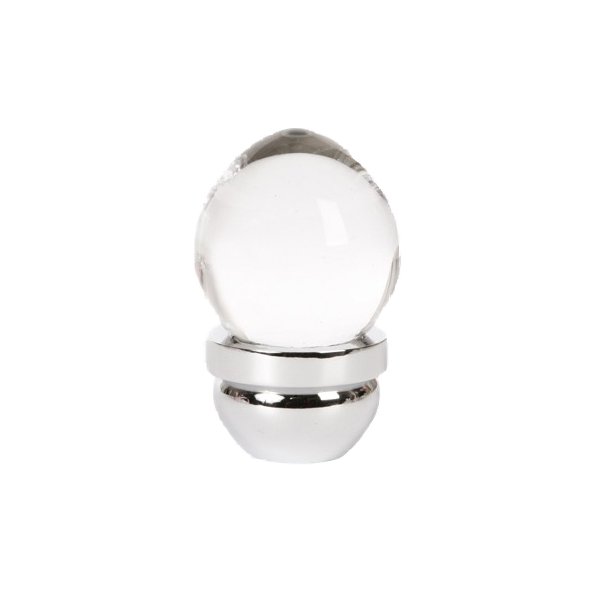 1" (25mm) Diameter  Glass Knob in Transparent Clear/Polished Chrome