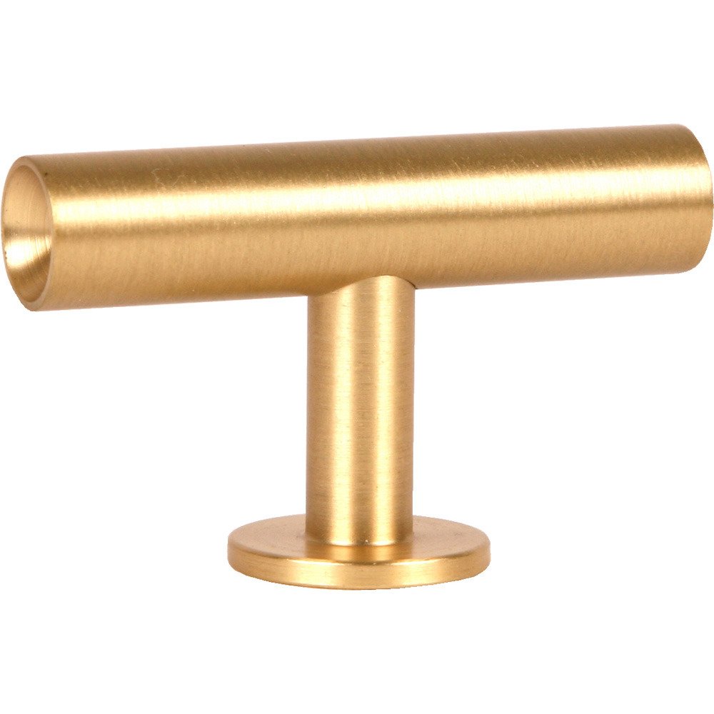 Round Solid Brass Bar Knob in Brushed Brass