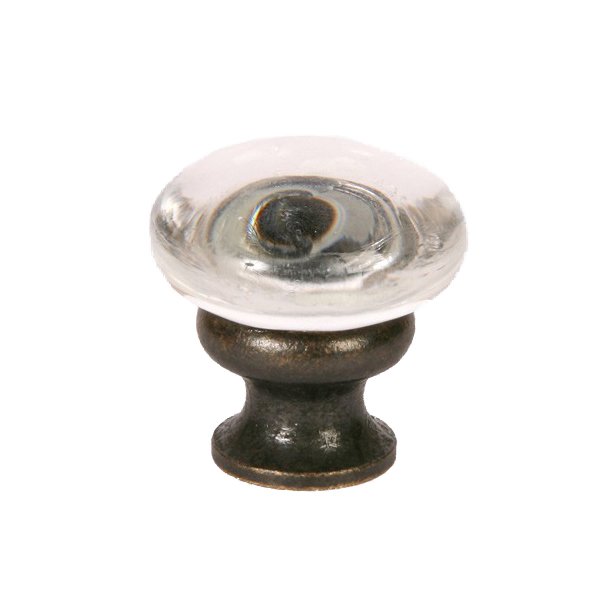 1 1/4" (32mm) Mushroom Glass Knob in Transparent Clear/Oil Rubbed Bronze