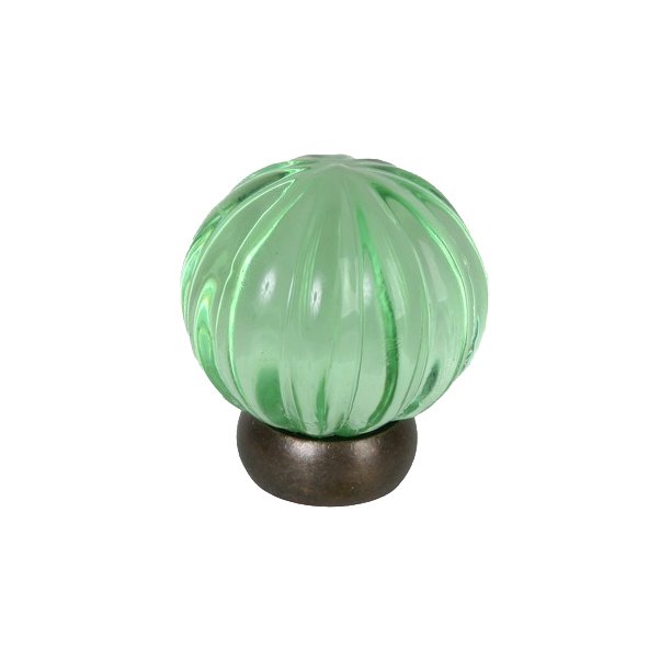 1 1/4" (32mm) Diameter Melon Glass Knob in Transparent Green/Oil Rubbed Bronze