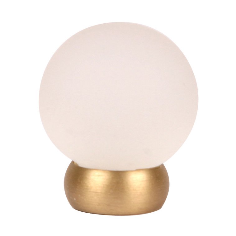 1 1/8" Diameter Glass Knob in Frosted Clear and Brushed Brass