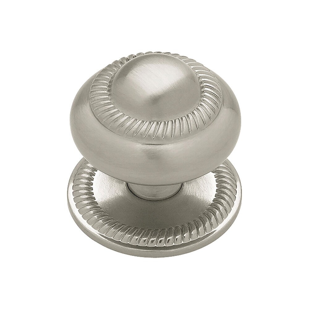 1-1/2" Roped Knob with Backplate in Satin Nickel