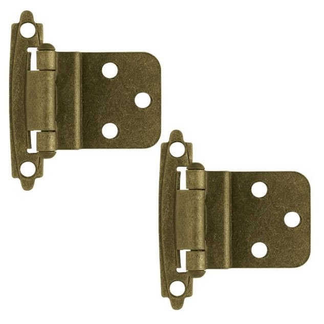 3/8 Inset Self-Closing Overly Hinge, 2 per pkg in Brushed Antique Brass