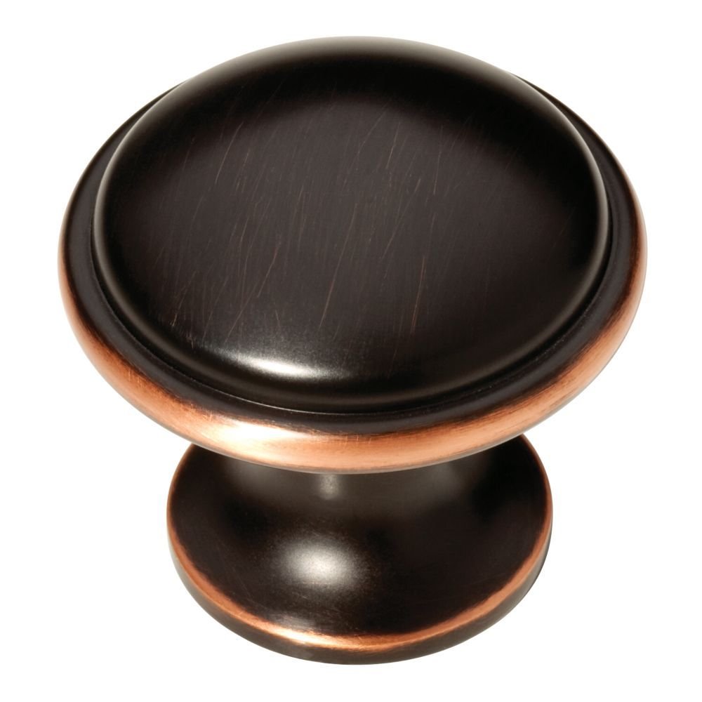 1 3/4" Wide Base Round Knob in Bronze with Copper Highlights