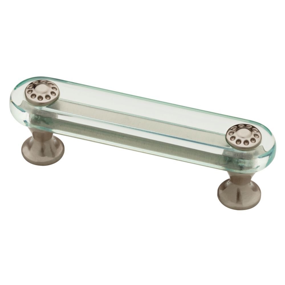 3" Isla Pull in Satin Nickel and Vintage Green