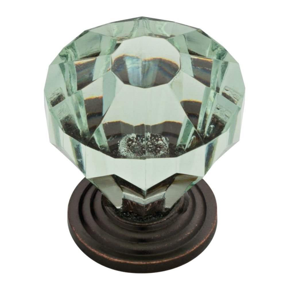 1 1/4" Acrylic Faceted Knob in Statuary Bronze and Celadon