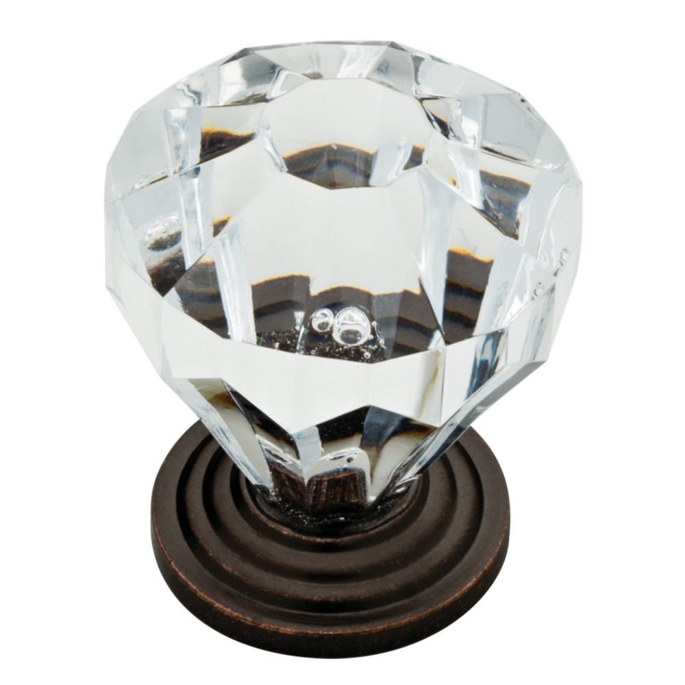 1 1/4" Acrylic Faceted Knob in Statuary Bronze and Clear
