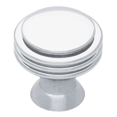 1-1/8 Solid Brass Ringed Knob in Polished Chrome