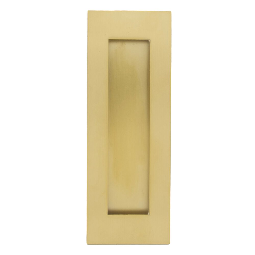 5 7/8" Rectangular with Rectangle Cut-Out Recessed Pull in Satin Brass