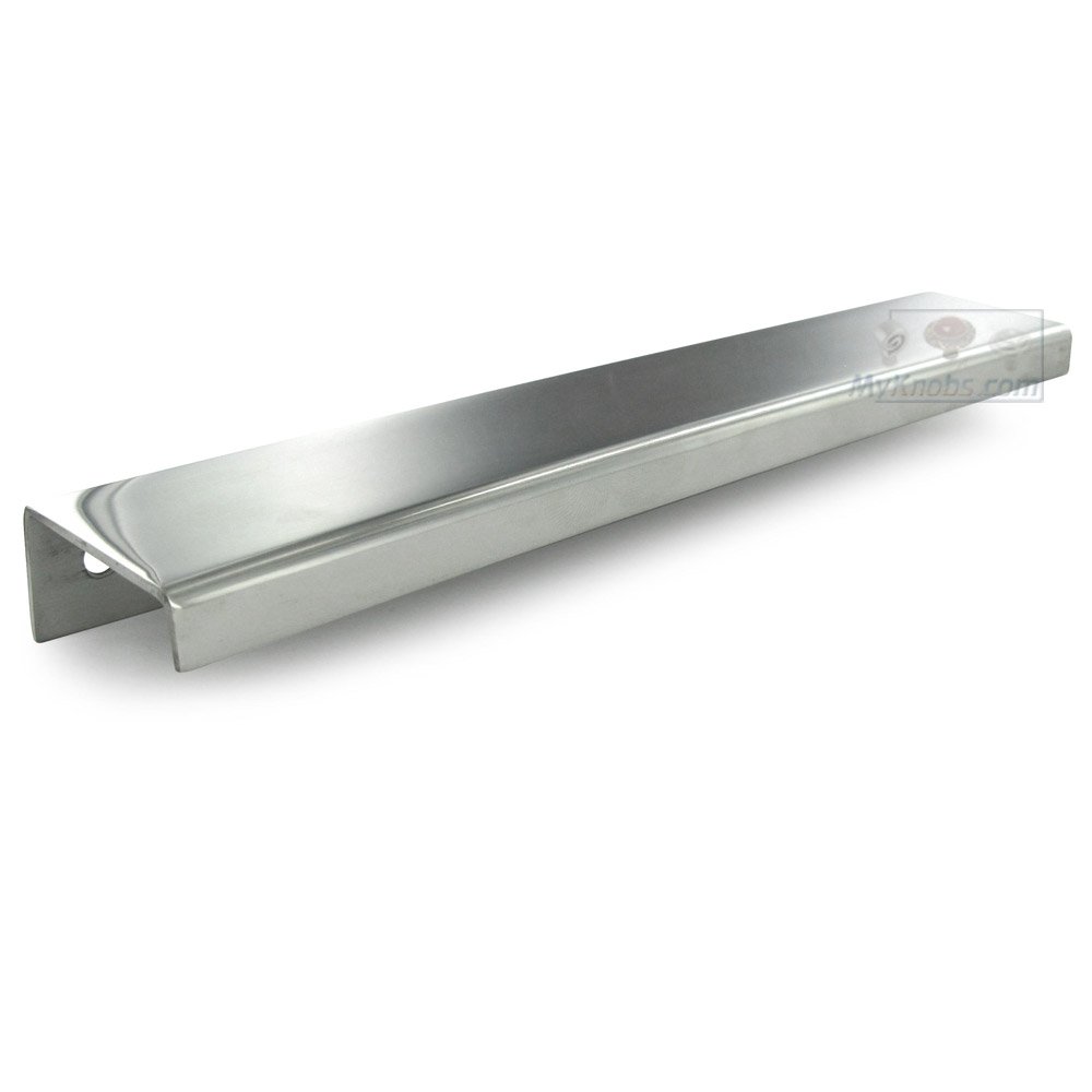 7 7/8" Long 3/8" Squared Drop Down Back Mounted Edge Pull in Polished Stainless Steel
