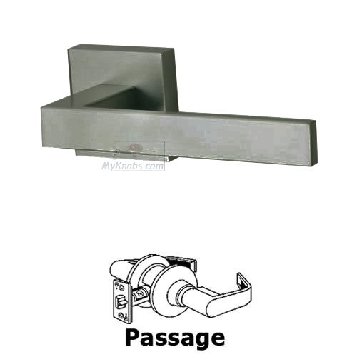 Sleek Squared Handle with Squared Rose Passage Right Handed Door Lever in Satin Stainless Steel