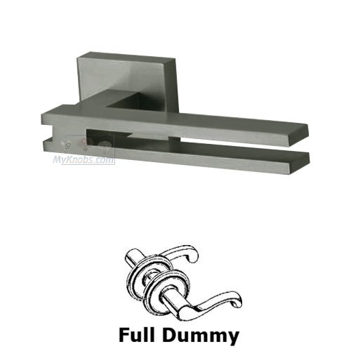 Open Handle with Square Rose Full Dummy Right Handed Door Lever in Satin Stainless Steel